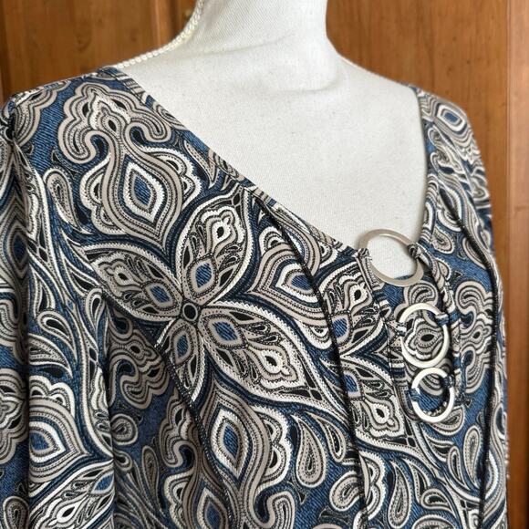 Sami & Jo paisley fit and flare jersey dress short sleeve midi length plus 2X - Picture 10 of 12